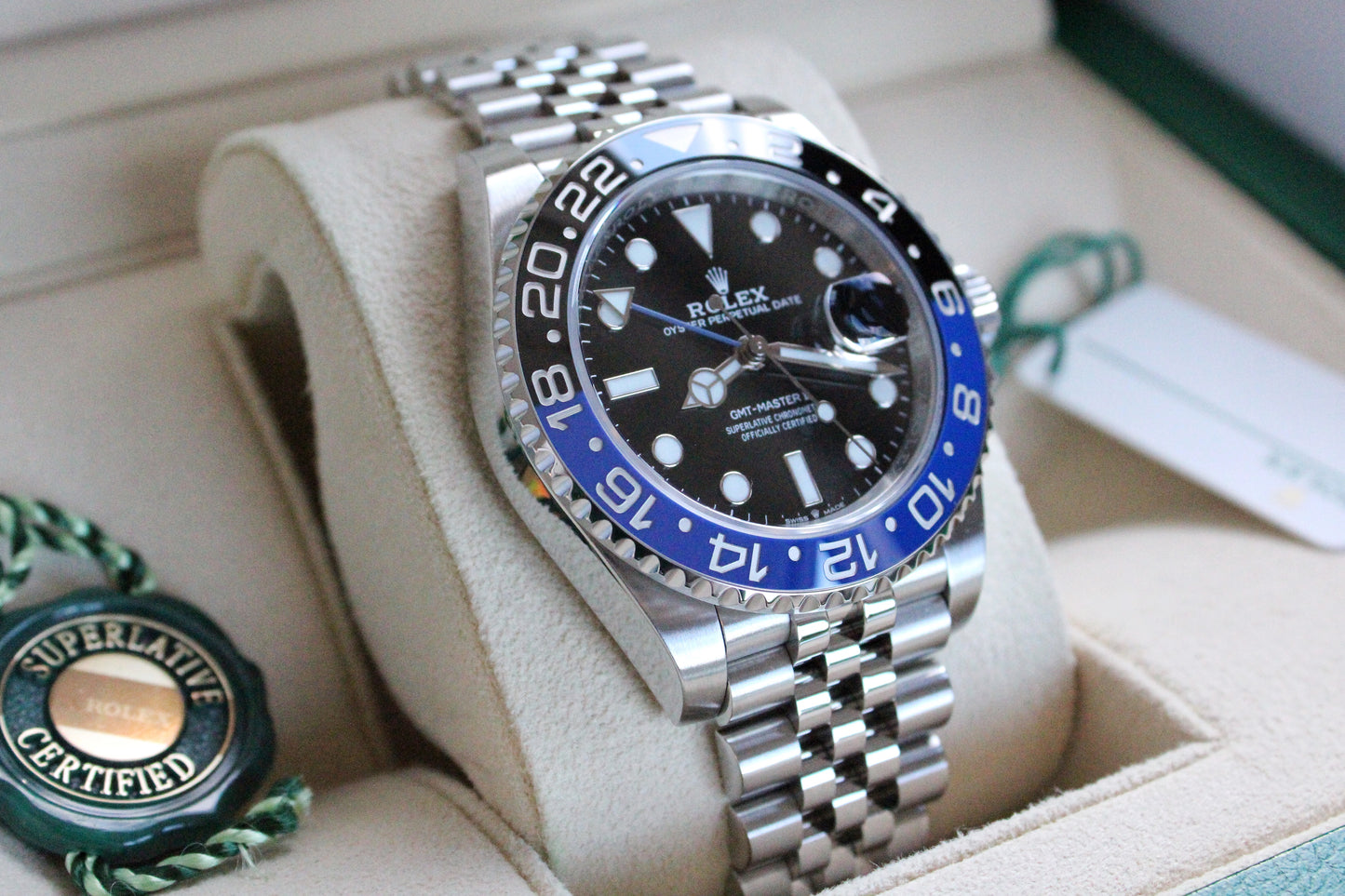 Rolex GMT-Master II 126710BLNR Batgirl/Batman on Jubilee 2021 Mint Condition Complete Set