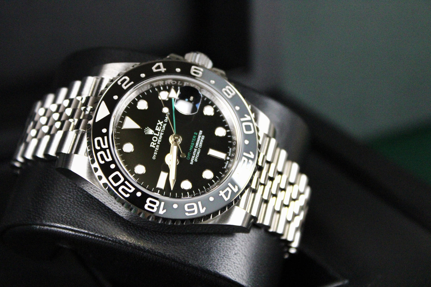 Rolex GMT-Master II Bruce Wayne 126710GRNR · Grey-Black Ceramic · Jubilee · 40mm · 2024 · Original AD Receipt · Full Set · Full Links