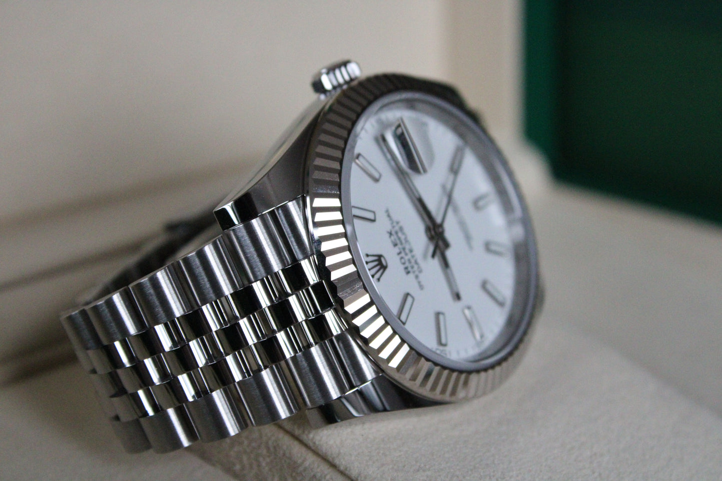 Rolex Datejust 41 126334 NEW · White Stick Dial · Fluted Bezel · Complete Set August 2025 · Brand New · Founder Purchased in Geneva