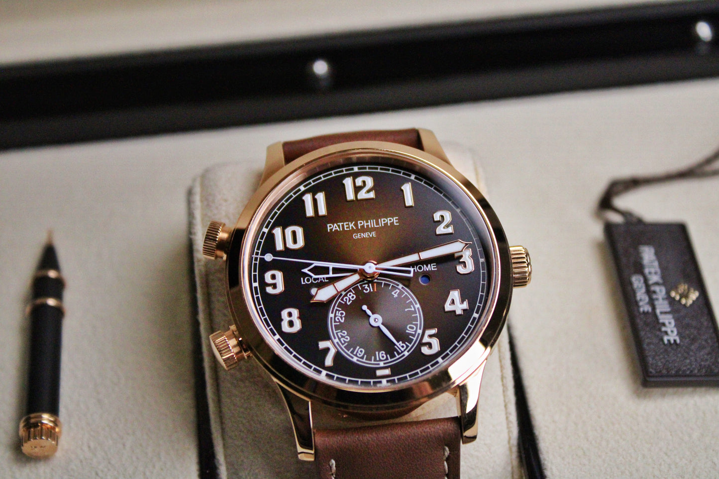 Patek Philippe Pilot Travel Time 5524R-001 · Brand New · Rose Gold · Brown Dial · Full Set 2023 · Original AD Receipt · Box and Papers
