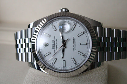 Rolex Datejust 41 126334 NEW · White Stick Dial · Fluted Bezel · Complete Set August 2025 · Brand New · Founder Purchased in Geneva