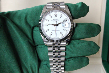Rolex Datejust 41 126334 NEW · White Stick Dial · Fluted Bezel · Complete Set August 2025 · Brand New · Founder Purchased in Geneva