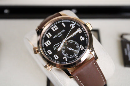 Patek Philippe Pilot Travel Time 5524R-001 · Brand New · Rose Gold · Brown Dial · Full Set 2023 · Original AD Receipt · Box and Papers