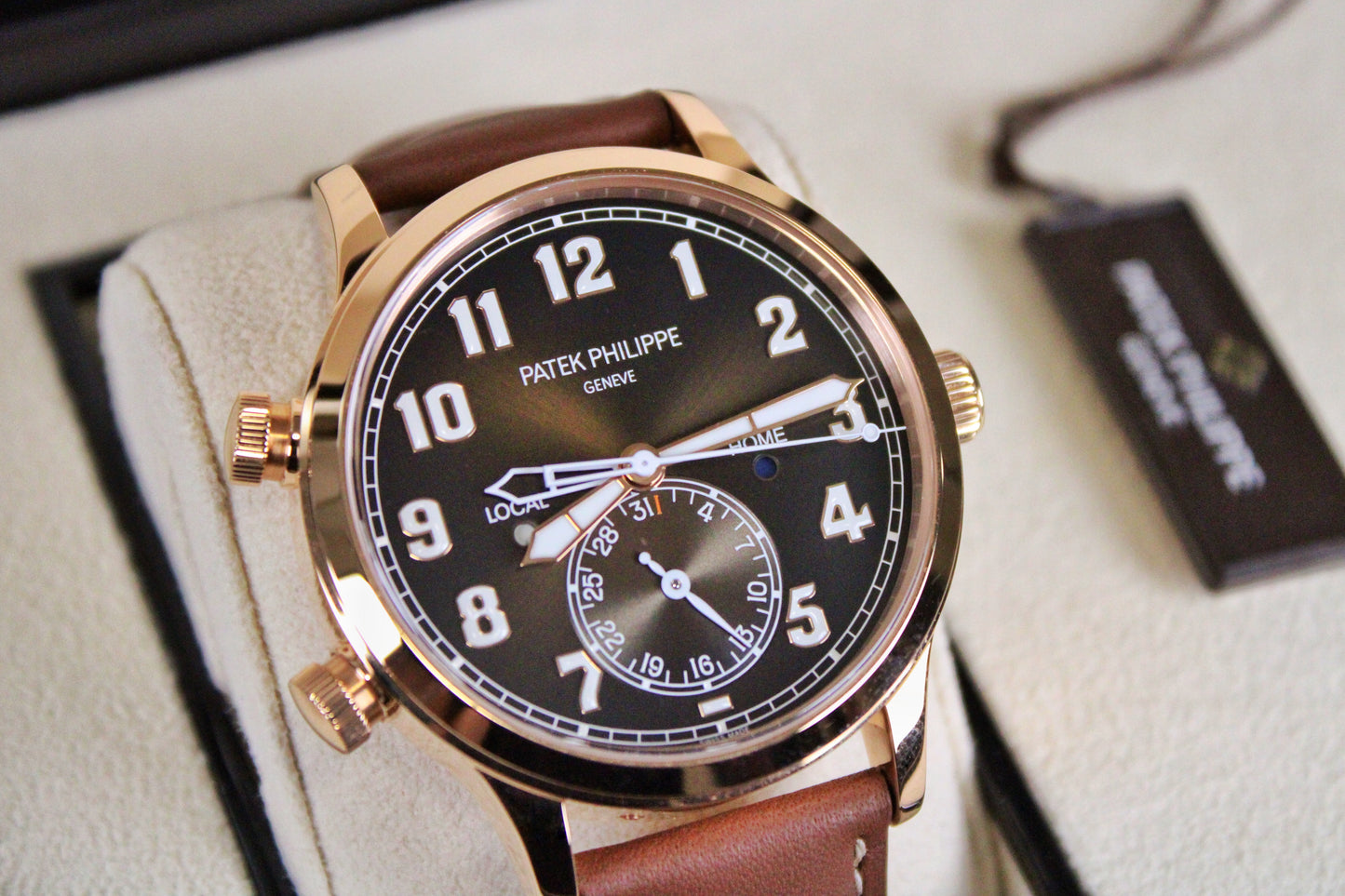 Patek Philippe Pilot Travel Time 5524R-001 · Brand New · Rose Gold · Brown Dial · Full Set 2023 · Original AD Receipt · Box and Papers