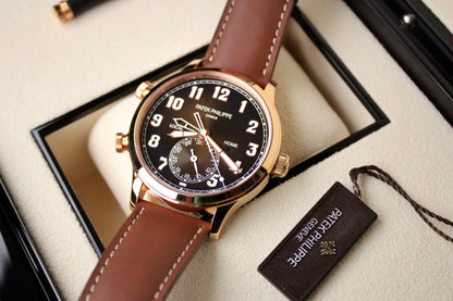Patek Philippe Pilot Travel Time 5524R-001 · Brand New · Rose Gold · Brown Dial · Full Set 2023 · Original AD Receipt · Box and Papers