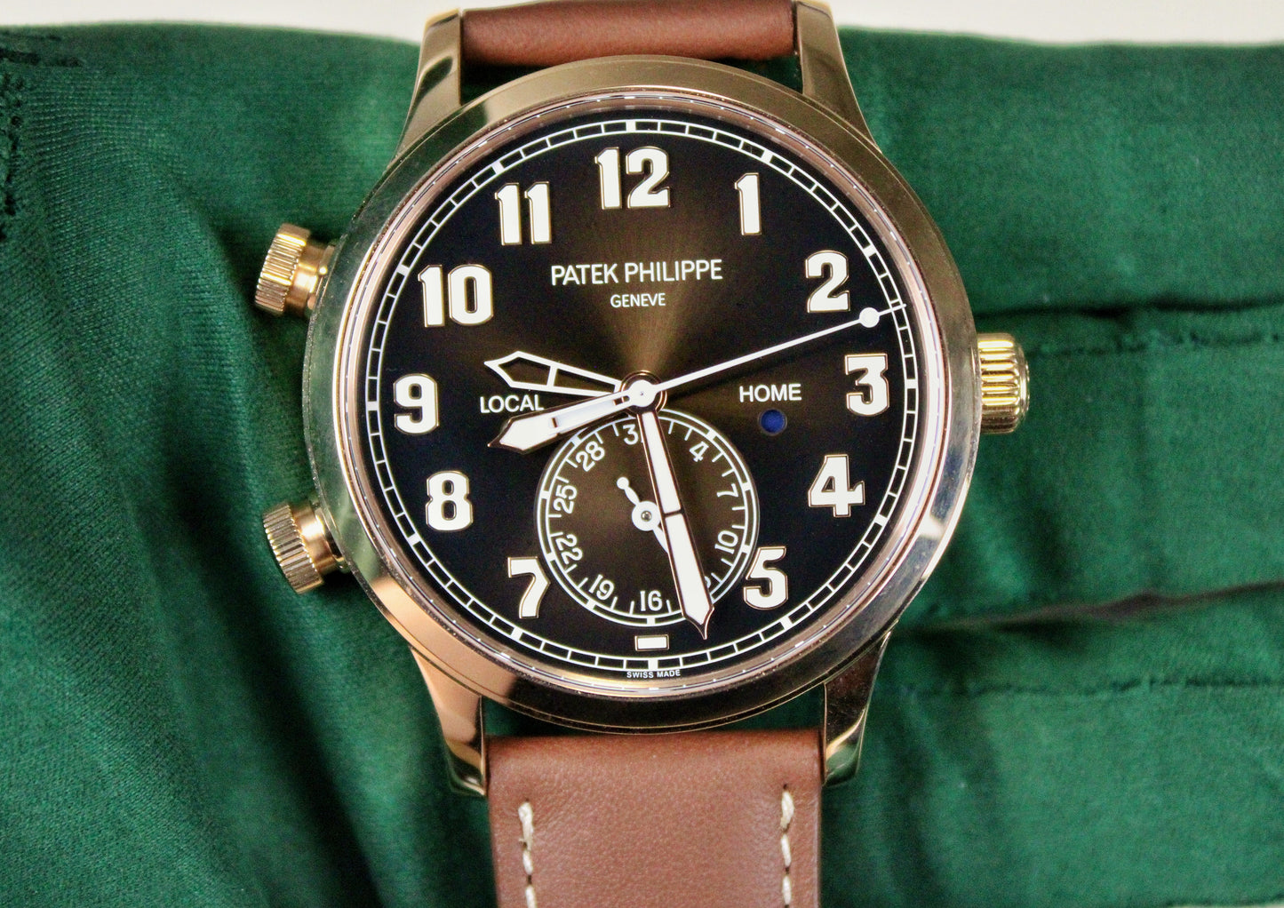Patek Philippe Pilot Travel Time 5524R-001 · Brand New · Rose Gold · Brown Dial · Full Set 2023 · Original AD Receipt · Box and Papers
