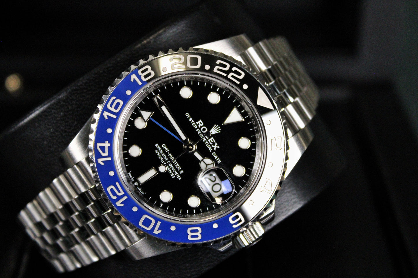 Rolex GMT-Master II Batman / Batgirl 126710BLNR · Blue-Black Ceramic · Jubilee · 40mm · 2019 · Box and Papers · Very Good Condition