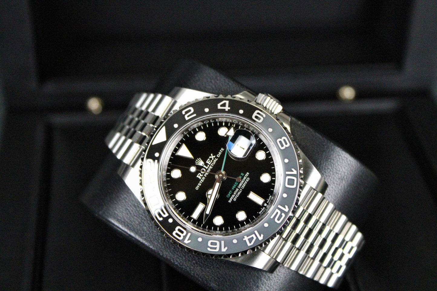 Rolex GMT-Master II Bruce Wayne 126710GRNR · Grey-Black Ceramic · Jubilee · 40mm · 2024 · Original AD Receipt · Full Set · Full Links