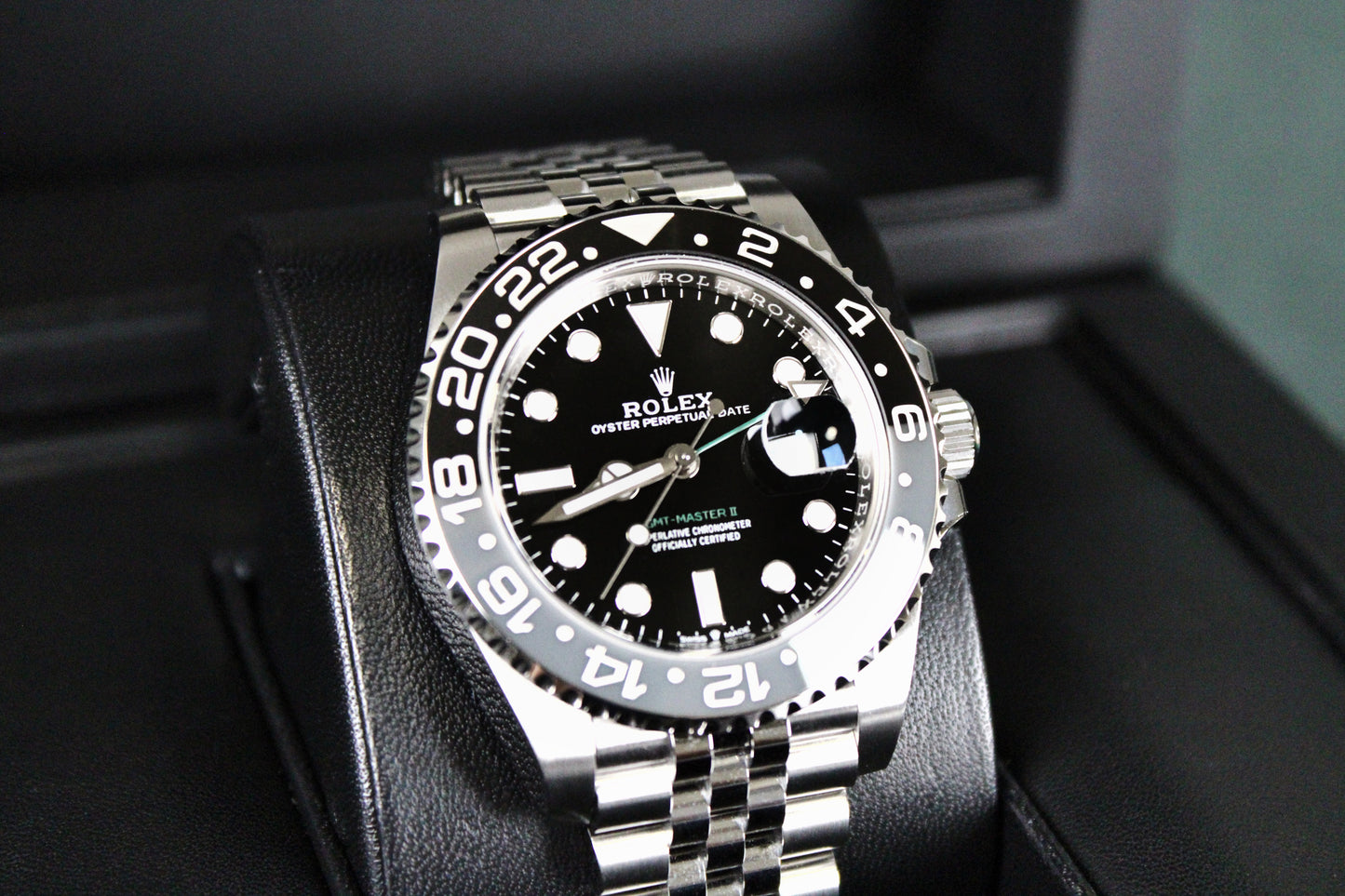 Rolex GMT-Master II Bruce Wayne 126710GRNR · Grey-Black Ceramic · Jubilee · 40mm · 2024 · Original AD Receipt · Full Set · Full Links