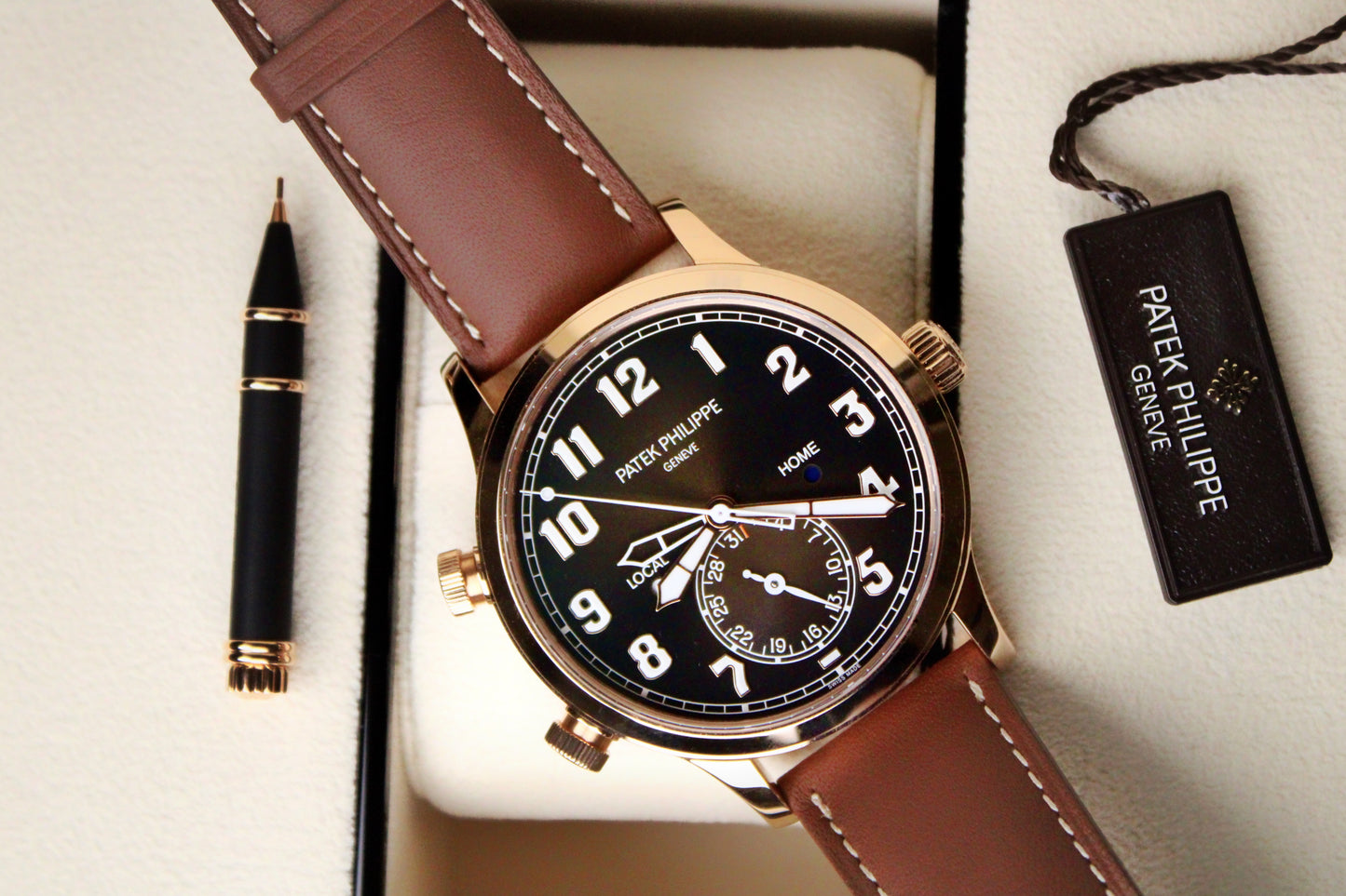 Patek Philippe Pilot Travel Time 5524R-001 · Brand New · Rose Gold · Brown Dial · Full Set 2023 · Original AD Receipt · Box and Papers