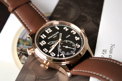 Patek Philippe Pilot Travel Time 5524R-001 · Brand New · Rose Gold · Brown Dial · Full Set 2023 · Original AD Receipt · Box and Papers
