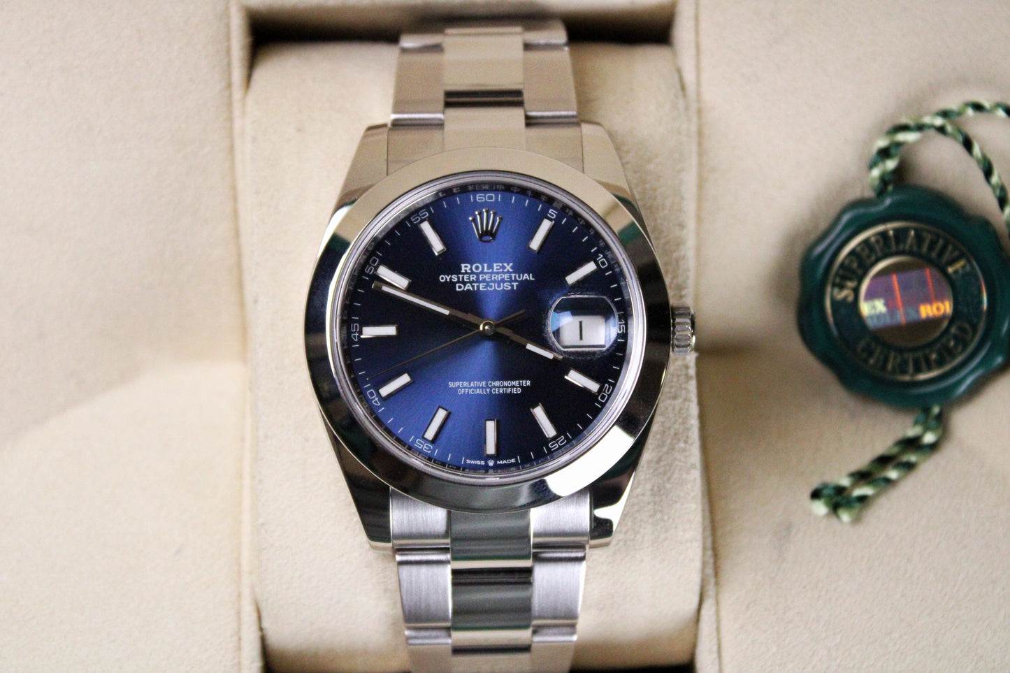 Rolex Datejust 41 126300 · Blue Dial · Smooth Bezel · Oyster · 41mm
