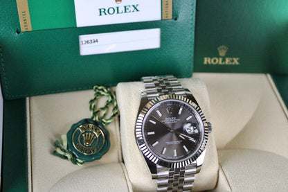 Rolex Datejust 41 126334 · Rhodium Dial · White Gold Fluted Bezel · Jubilee · 41mm