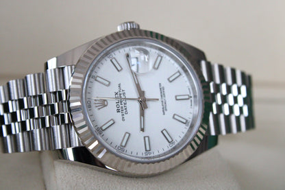 Rolex Datejust 41 126334 NEW · White Stick Dial · Fluted Bezel · Complete Set August 2025 · Brand New · Founder Purchased in Geneva