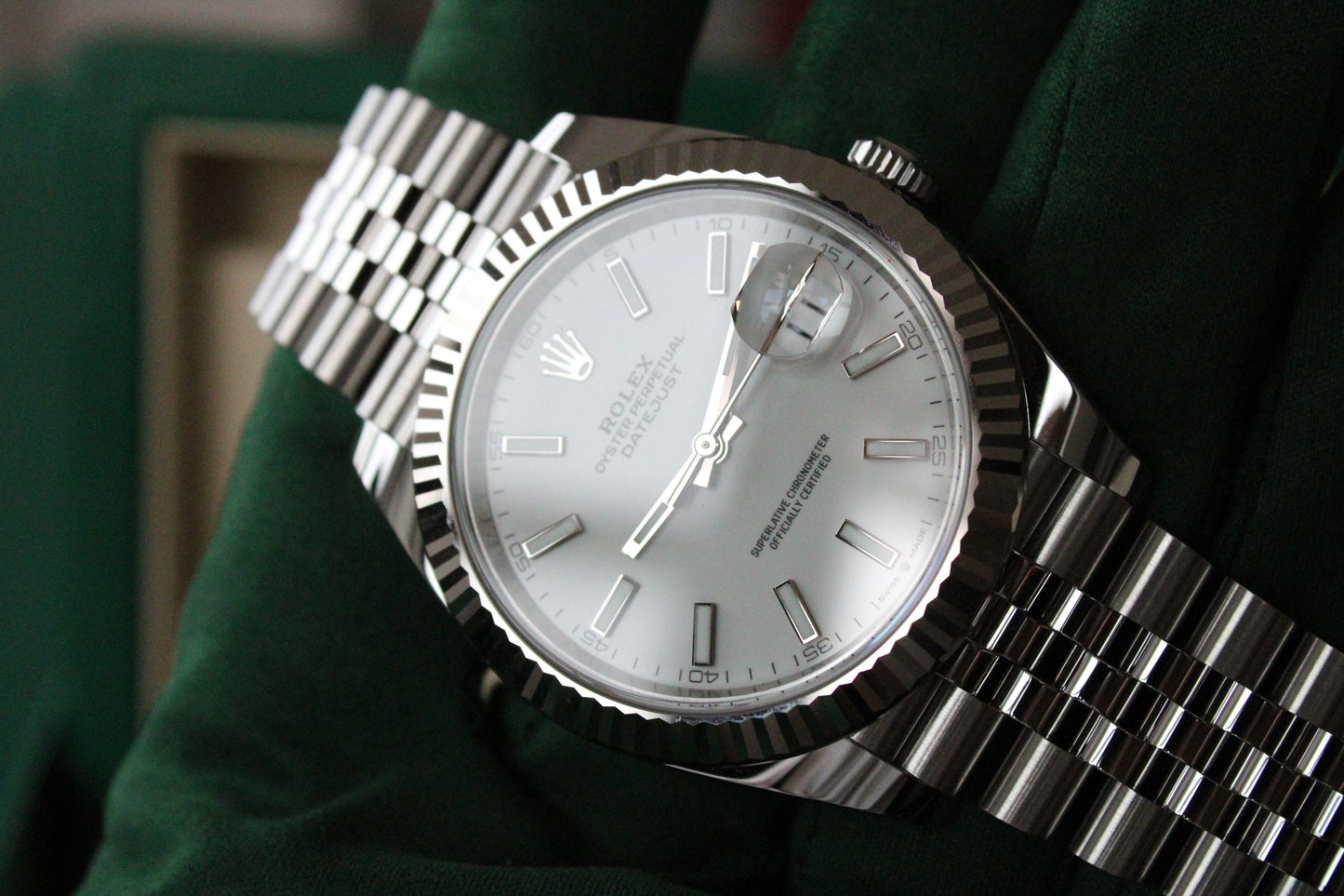 Rolex Datejust 41 126334 NEW · White Stick Dial · Fluted Bezel · Complete Set August 2025 · Brand New · Founder Purchased in Geneva