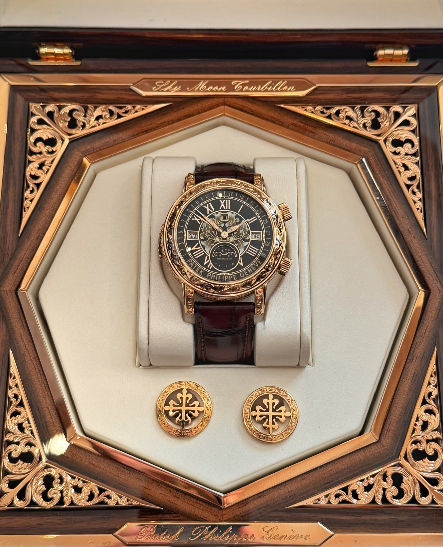 Patek Philippe Sky Moon Tourbillon 6002R-001 · Rose Gold · Grand Feu Enamel · 44mm · 2024 · Brand New · Full Set