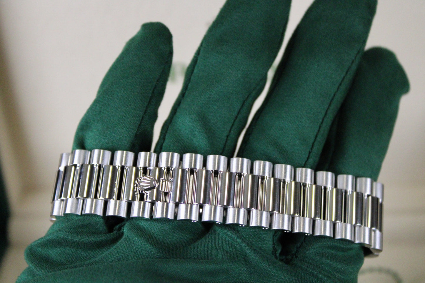 Rolex Day-Date 40 228396TBR · Full Platinum · Meteorite Dial · Baguette Diamond Bezel