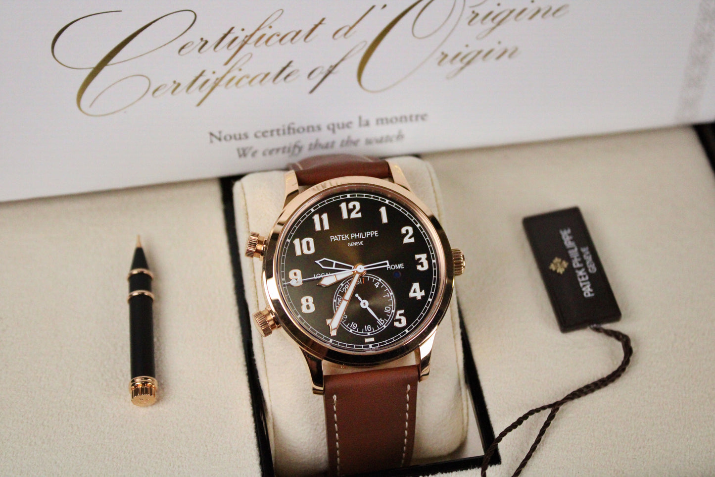 Patek Philippe Pilot Travel Time 5524R-001 · Brand New · Rose Gold · Brown Dial · Full Set 2023 · Original AD Receipt · Box and Papers
