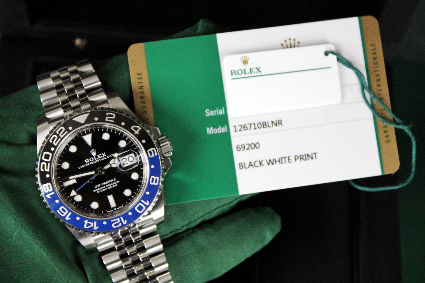 Rolex GMT-Master II Batman / Batgirl 126710BLNR · Blue-Black Ceramic · Jubilee · 40mm · 2019 · Box and Papers · Very Good Condition
