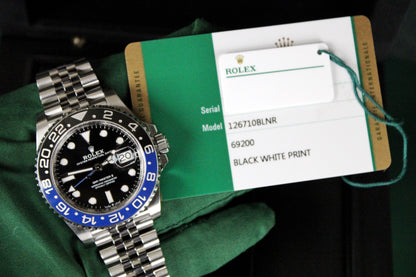 Rolex GMT-Master II Batman / Batgirl 126710BLNR · Blue-Black Ceramic · Jubilee · 40mm · 2019 · Box and Papers · Very Good Condition