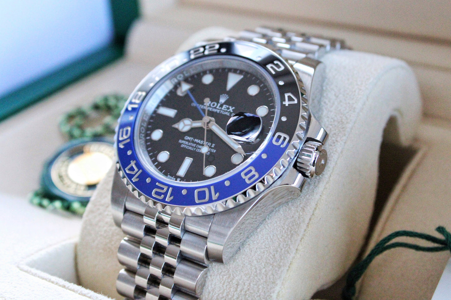 Rolex GMT-Master II 126710BLNR Batgirl/Batman on Jubilee 2021 Mint Condition Complete Set